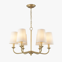 Suspension Rustique Américaine Lustre Doré en Tissu Minimaliste