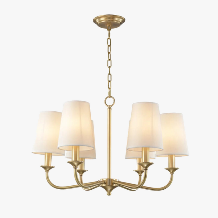 Suspension Rustique Américaine Lustre Doré en Tissu Minimaliste