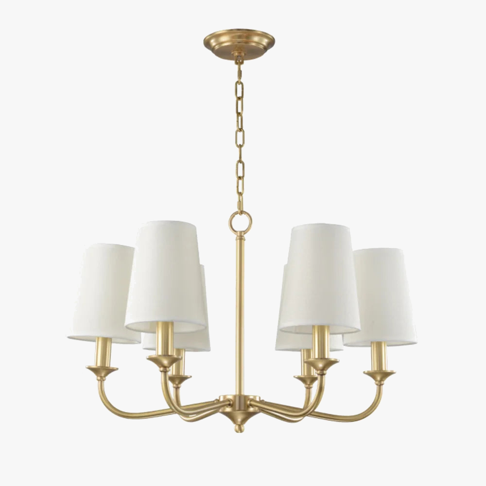 Suspension Rustique Américaine Lustre Doré en Tissu Minimaliste