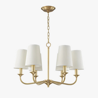 Suspension Rustique Américaine Lustre Doré en Tissu Minimaliste