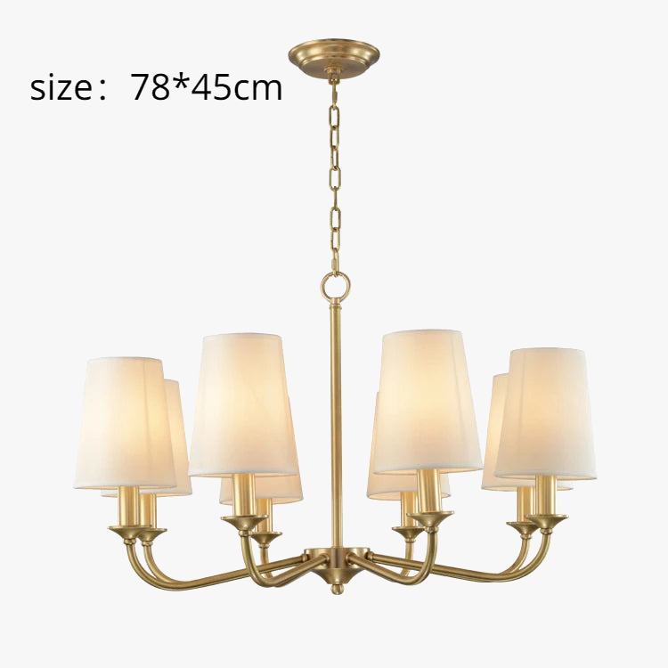 Suspension Rustique Américaine Lustre Doré en Tissu Minimaliste