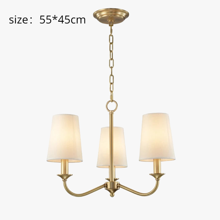 Suspension Rustique Américaine Lustre Doré en Tissu Minimaliste