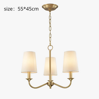 Suspension Rustique Américaine Lustre Doré en Tissu Minimaliste