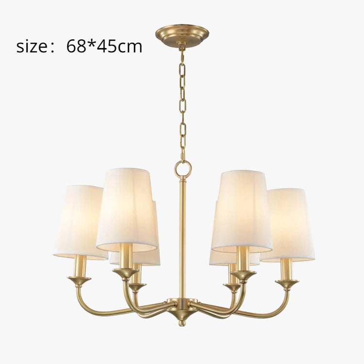 Suspension Rustique Américaine Lustre Doré en Tissu Minimaliste