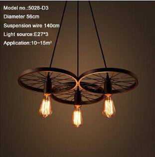 Suspension Rustique "Roue Antique" | Marco Lucetti 3 lampes