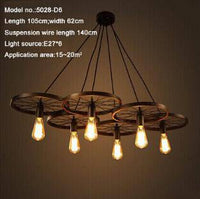 Suspension Rustique "Roue Antique" | Marco Lucetti 6 lampes