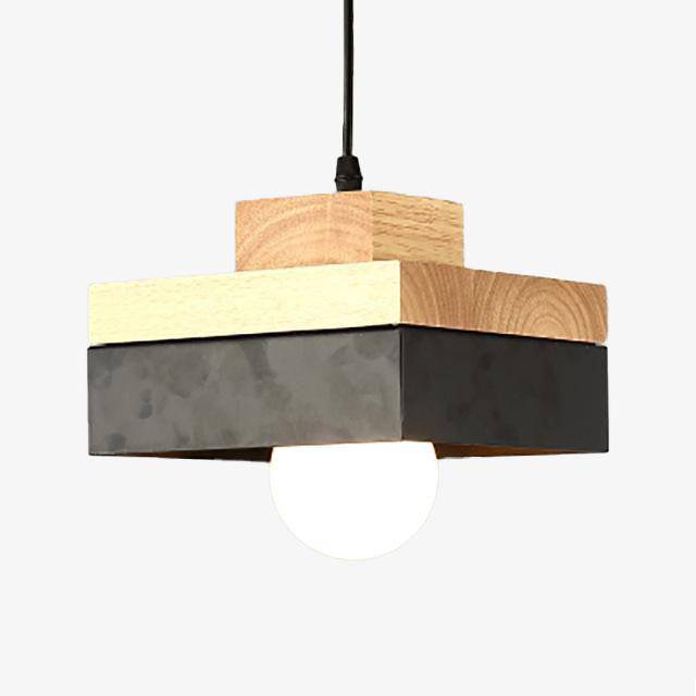 Suspension Scandinave en bois et métal (carré/rond) | Marco Lucetti Noir - Carré (10 x 18cm)