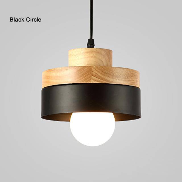 Suspension Scandinave en bois et métal (carré/rond) | Marco Lucetti Noir - Rond (10 x 18cm)