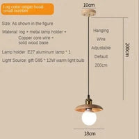 Suspension scandinave en bois massif | Marco Lucetti Bûche -18CM / 110V / Blanc froid