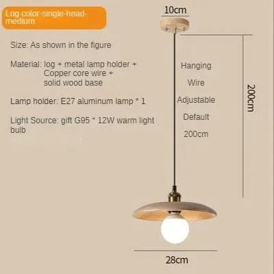Suspension scandinave en bois massif | Marco Lucetti Bûche -28CM / 110V / Blanc froid