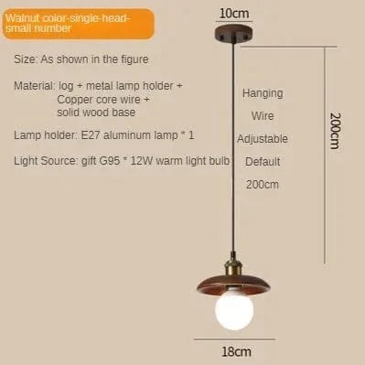 Suspension scandinave en bois massif | Marco Lucetti Noyer -18CM / 110V / Blanc froid