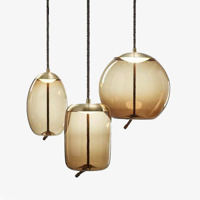 Suspension scandinave en verre fumé et cordage - Élégance nordique | Marco Lucetti