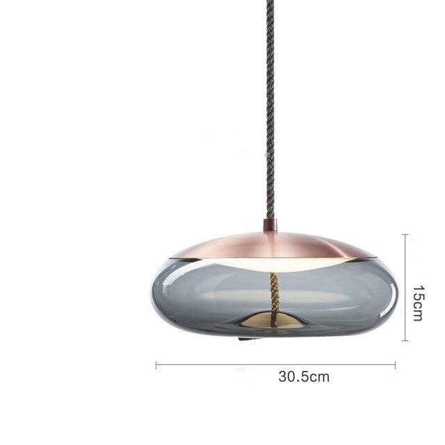 Suspension scandinave en verre fumé et cordage - Élégance nordique | Marco Lucetti F