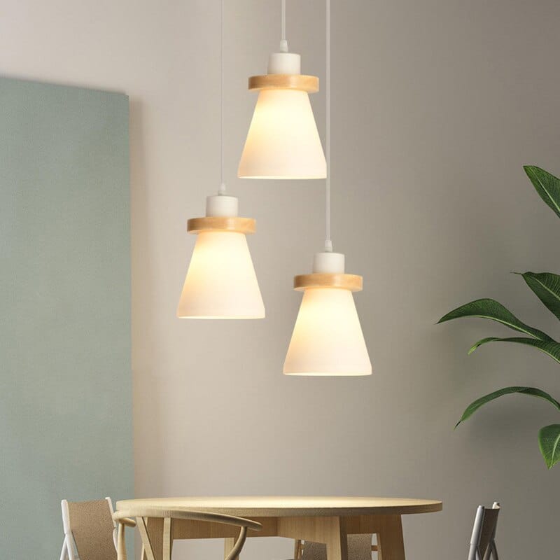 Suspension scandinave Kaylie LED en verre et bois | Marco Lucetti