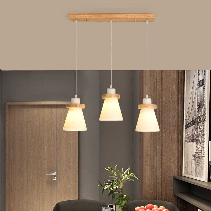 Suspension scandinave Kaylie LED en verre et bois | Marco Lucetti