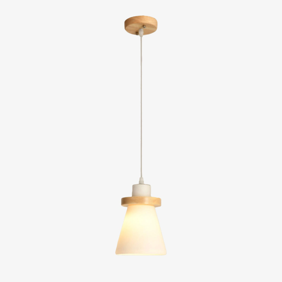 Suspension scandinave Kaylie LED en verre et bois | Marco Lucetti A / Chaude