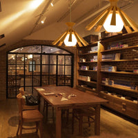 Suspension scandinave Xander en LED avec abat-jour conique en bois | Marco Lucetti