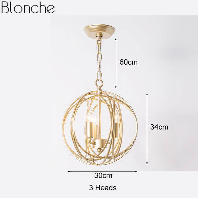 Suspension sphérique dorée - Collection Country. | Marco Lucetti 3 lampes