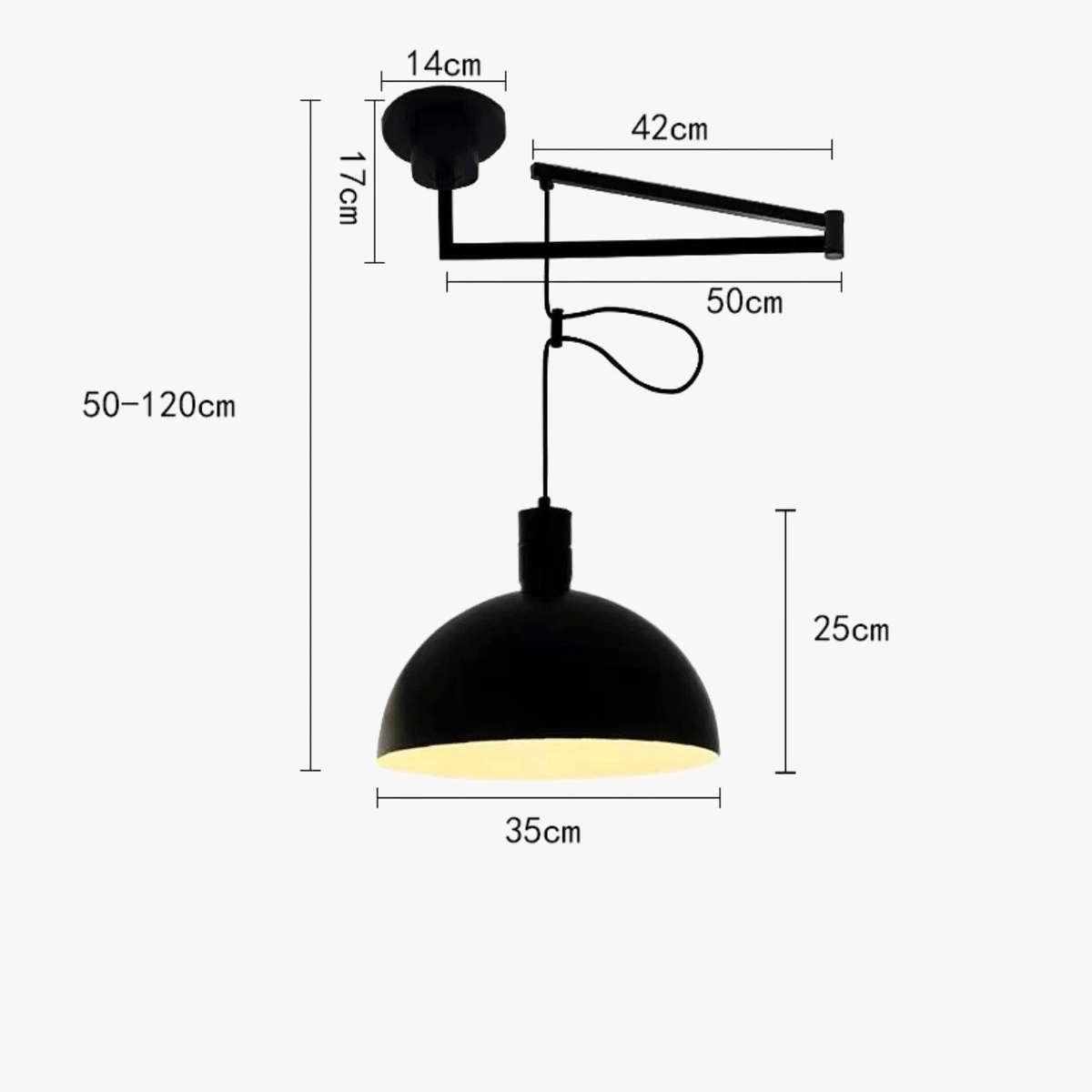 Suspension télescopique pliable en métal pour salle à manger - Cuisine, Barre d'étude, Rotatif, Décor Maison - Éclairage E27 | Marco Lucetti