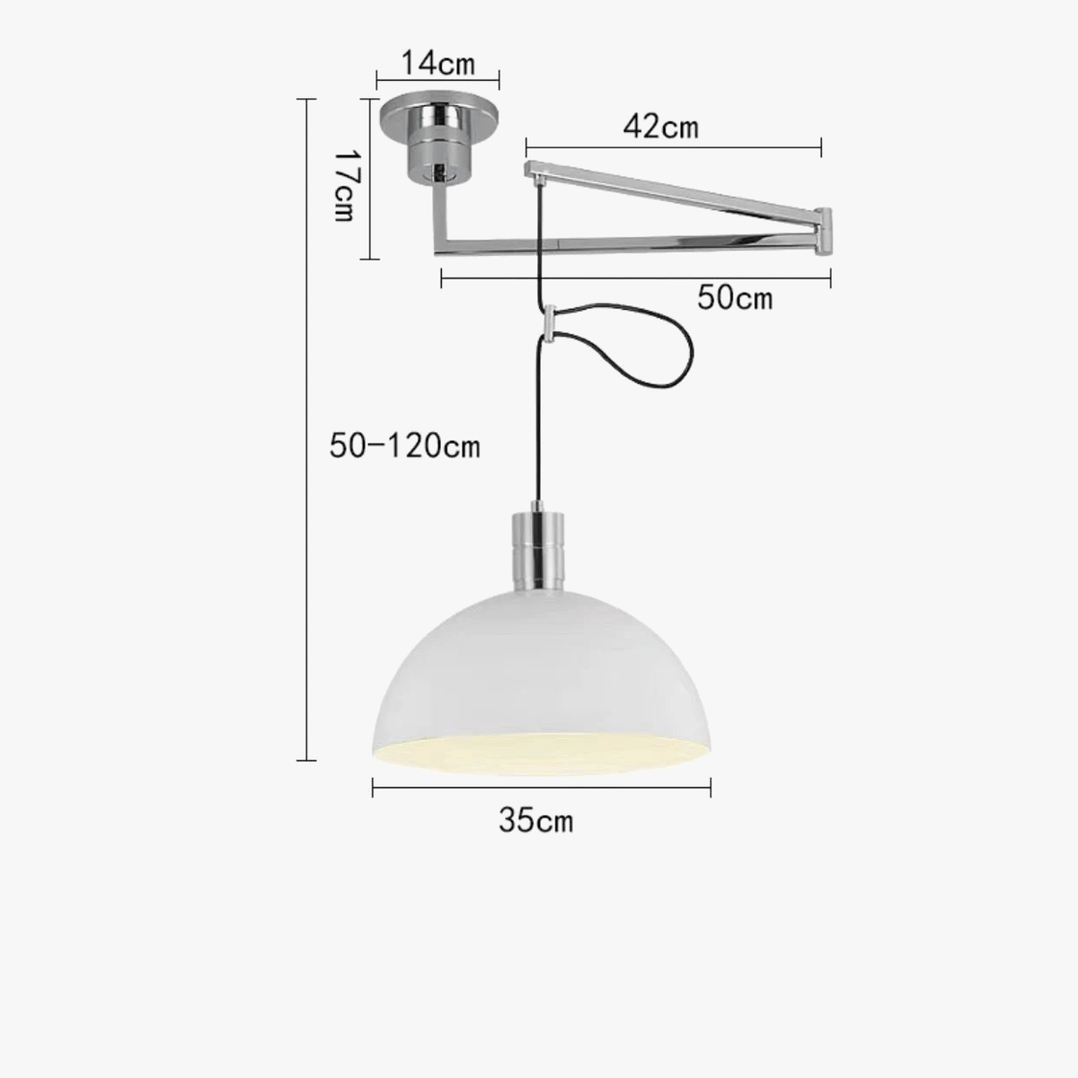 Suspension télescopique pliable en métal pour salle à manger - Cuisine, Barre d'étude, Rotatif, Décor Maison - Éclairage E27 | Marco Lucetti