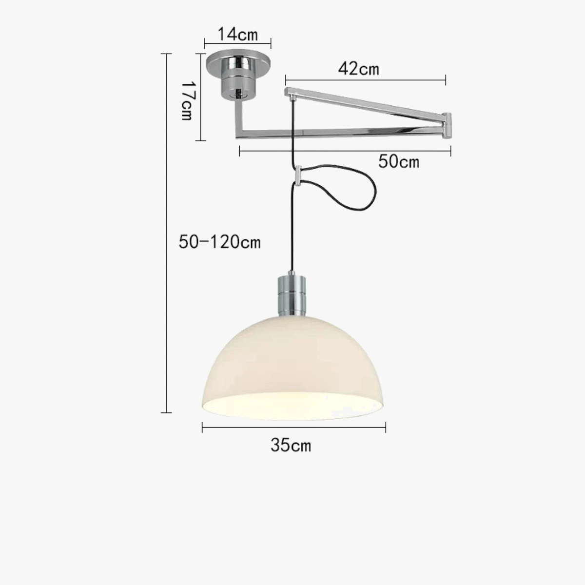 Suspension télescopique pliable en métal pour salle à manger - Cuisine, Barre d'étude, Rotatif, Décor Maison - Éclairage E27 | Marco Lucetti