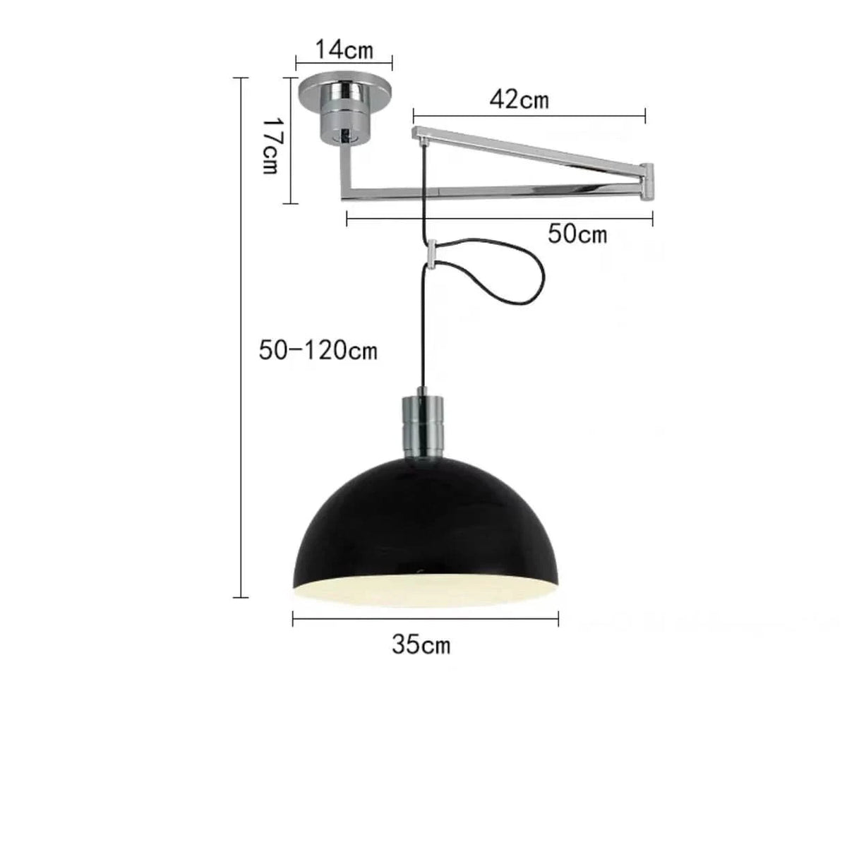 Suspension télescopique pliable en métal pour salle à manger - Cuisine, Barre d'étude, Rotatif, Décor Maison - Éclairage E27 | Marco Lucetti Argent et noir / Blanc froid