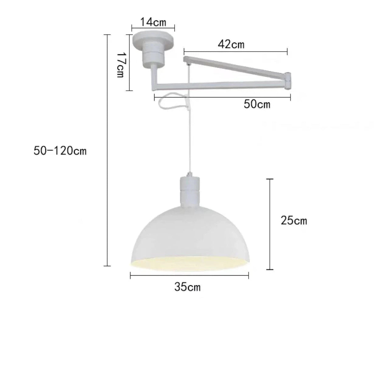 Suspension télescopique pliable en métal pour salle à manger - Cuisine, Barre d'étude, Rotatif, Décor Maison - Éclairage E27 | Marco Lucetti Tout blanc / Blanc froid