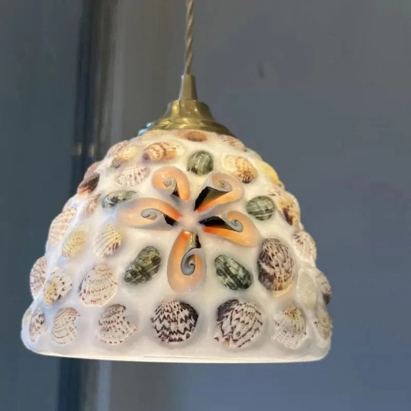 Suspension Tiffany Méditerranée en Verre Coquille LED | Marco Lucetti