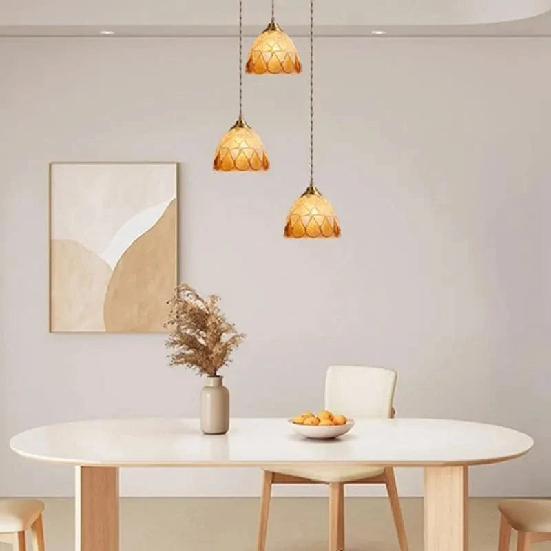 Suspension Tiffany Méditerranée en Verre Coquille LED | Marco Lucetti