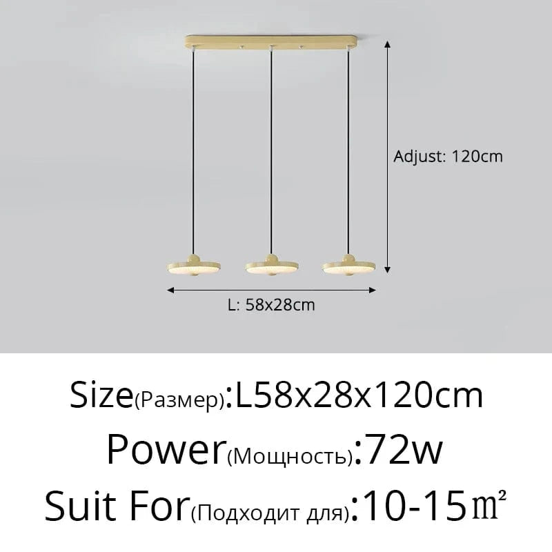 Suspension Tri-Lumière Protectrice Spectre Complet pour un Éclairage Moderne des Yeux | Marco Lucetti Jaune L58x28cm 72W / 3 couleurs sans télécommande