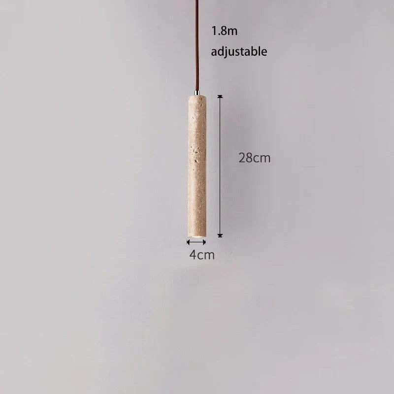 Suspension Tube Bois Japonais Rétro-Moderne - Style Authentique | Marco Lucetti Travertin jaune / Lumière chaude 3000K