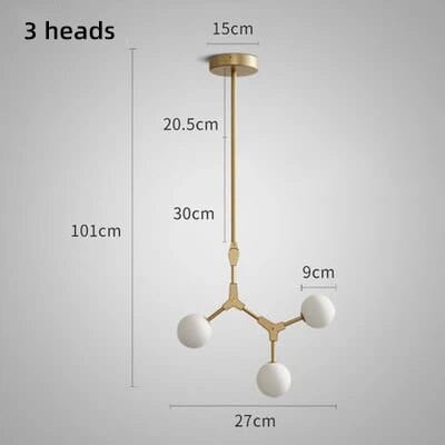 Suspension Verre Laiteux Nordique Chic | Marco Lucetti 3 têtes Or