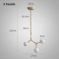Suspension Verre Laiteux Nordique Chic | Marco Lucetti 3 têtes Or