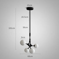 Suspension Verre Laiteux Nordique Chic | Marco Lucetti 4 têtes Noir