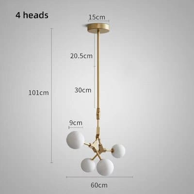 Suspension Verre Laiteux Nordique Chic | Marco Lucetti 4 têtes Or