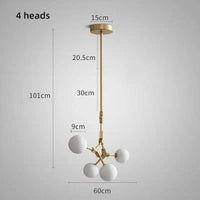 Suspension Verre Laiteux Nordique Chic | Marco Lucetti 4 têtes Or