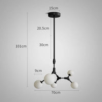 Suspension Verre Laiteux Nordique Chic | Marco Lucetti 5 têtes Noir