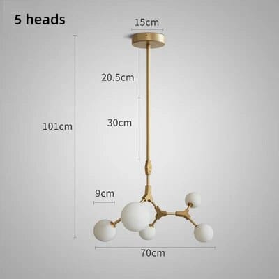 Suspension Verre Laiteux Nordique Chic | Marco Lucetti 5 têtes Or