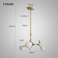Suspension Verre Laiteux Nordique Chic | Marco Lucetti 5 têtes Or