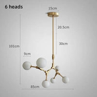 Suspension Verre Laiteux Nordique Chic | Marco Lucetti 6 têtes Or