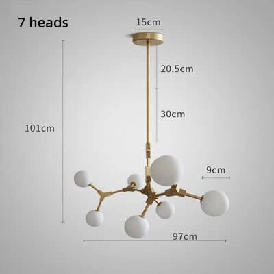 Suspension Verre Laiteux Nordique Chic | Marco Lucetti 7 têtes Or