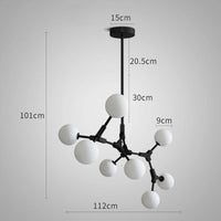 Suspension Verre Laiteux Nordique Chic | Marco Lucetti 8 têtes Noir