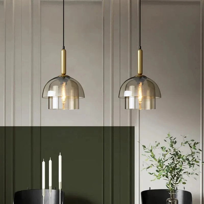 Suspension verre rétro LED nordique Cognac - Luminaires design pour salon et salle à manger | Marco Lucetti