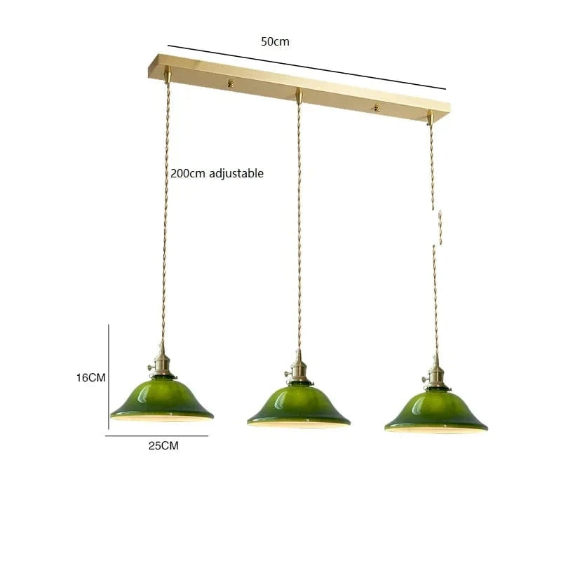 Suspension Vintage Américaine en Cuivre Bois Verre Edison | Marco Lucetti 3 têtes 4 / 4W (Max100W)