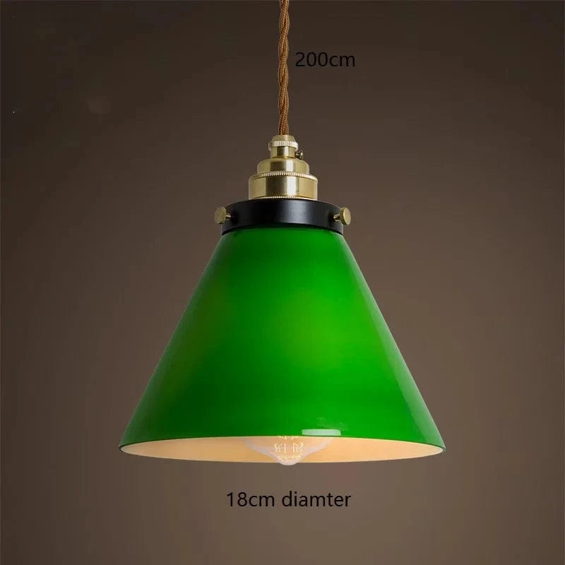 Suspension Vintage Américaine en Cuivre Bois Verre Edison | Marco Lucetti Vert 12 / 4W (Max100W)