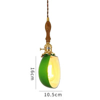 Suspension Vintage Américaine en Cuivre Bois Verre Edison | Marco Lucetti Vert 16 / 4W (Max100W)
