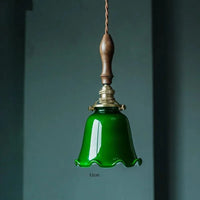 Suspension Vintage Américaine en Cuivre Bois Verre Edison | Marco Lucetti Vert 7 / 4W (Max100W)