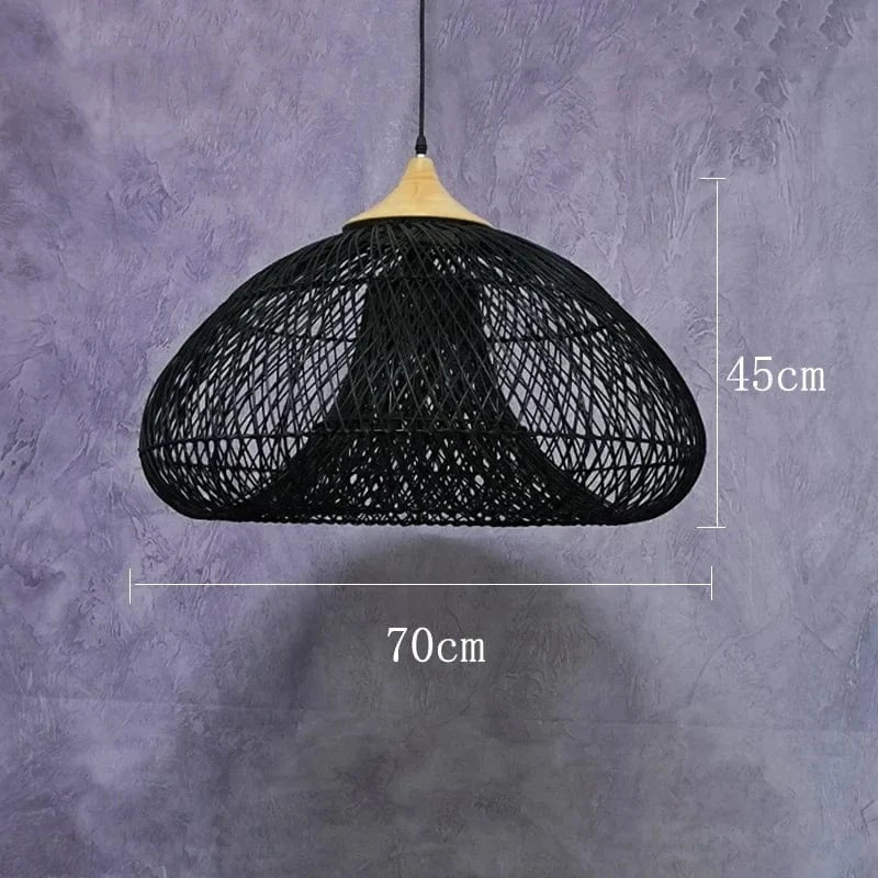 Suspension Vintage Asie du Sud-Est en Rotin de Haute Qualité pour Salon, Restaurant, et Cuisine | Marco Lucetti Noir C 70cm