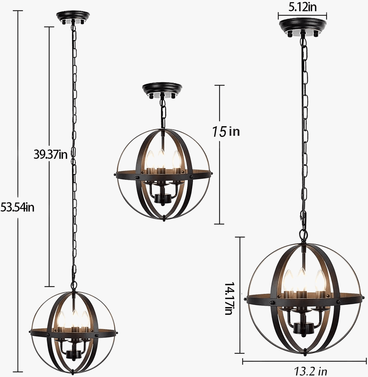 Suspension Vintage Chromée en Métal Rond | Marco Lucetti