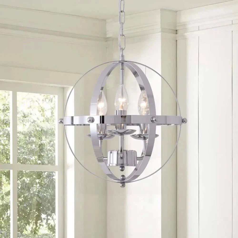 Suspension Vintage Chromée en Métal Rond | Marco Lucetti